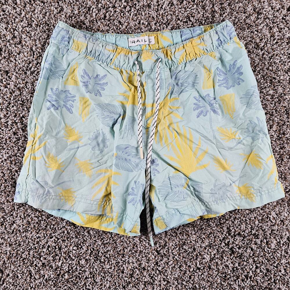 The Rail Sz M drawstring elastic waist swim trunks w/ light blue yellow floral